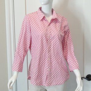 Ralph Lauren Sport Pink Check Slim Blouse Cotton